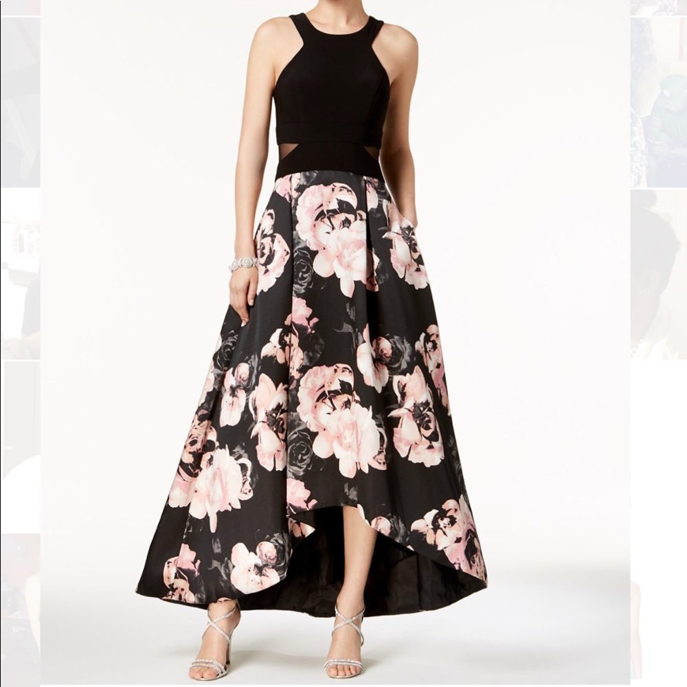 Solid and floral print high-low gown 🌟PROM🌟